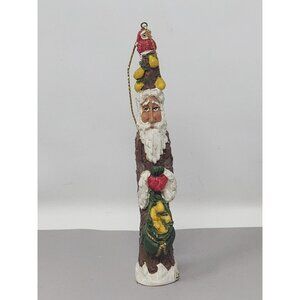Handpainted Santa‎ Claus Holiday Ornament With Pears & Apples